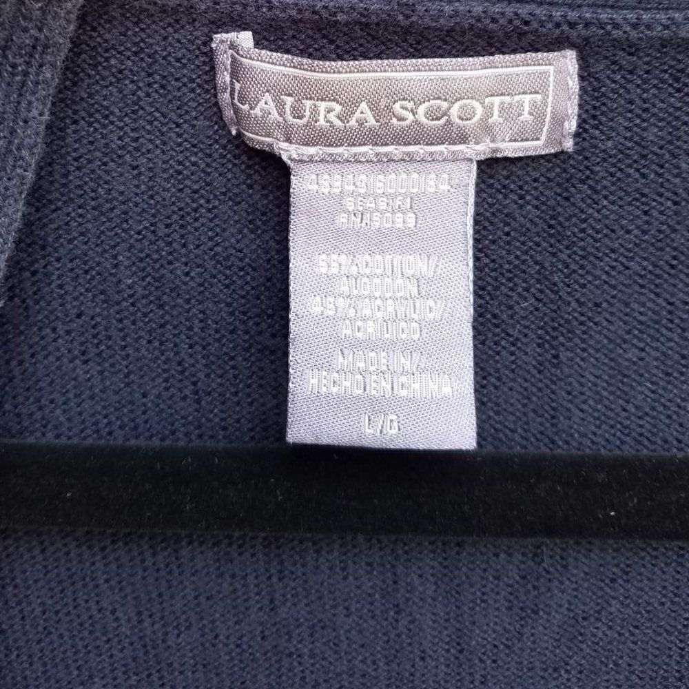 Laura Scott Navy Open Front Cardigan size Large - Picture 2 of 7